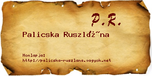 Palicska Ruszlána névjegykártya